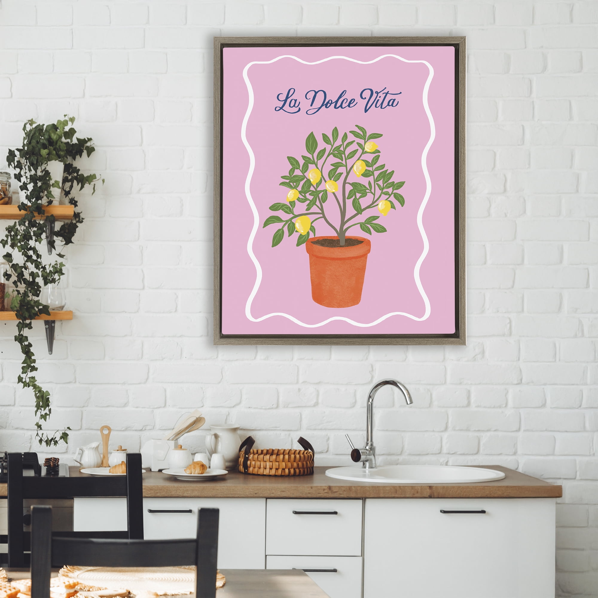 Stupell Industries Dolce Vita Lemon Tree Brown Framed Floater Canvas Wall Art, design by Be Ni La