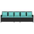 thumbnail image 4 of vidaXL Patio Sofa 5-Seater with Cushions Black Poly Rattan, 4 of 9
