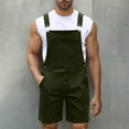thumbnail image 2 of New Summer Arrivals YLSDY Mens Summer Short Overalls Denim Bib Shorts Casual Outdoor Vintage Distressed Jeans Jumpsuit Shorts with Pockets Army Green M, 2 of 7