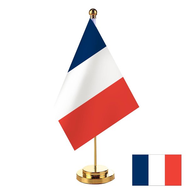 Hot Sale!French Flag Table Flag Stand Desktop Flag Ornaments Indoor Single Pole Flag Stand Room Decoration