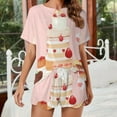 thumbnail image 2 of Cartoon Cake Women's Ruffle Short Sleeve Tops And Shorts Cute Peeps Bunny Pajamas Sets, 2 of 7