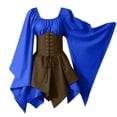 thumbnail image 2 of LEBONYARD Halloween Dresses for Women,Women Costumes Gothic Sleeve Corset Dresses Round-Neck Knee-High Dress Blue M, 2 of 3