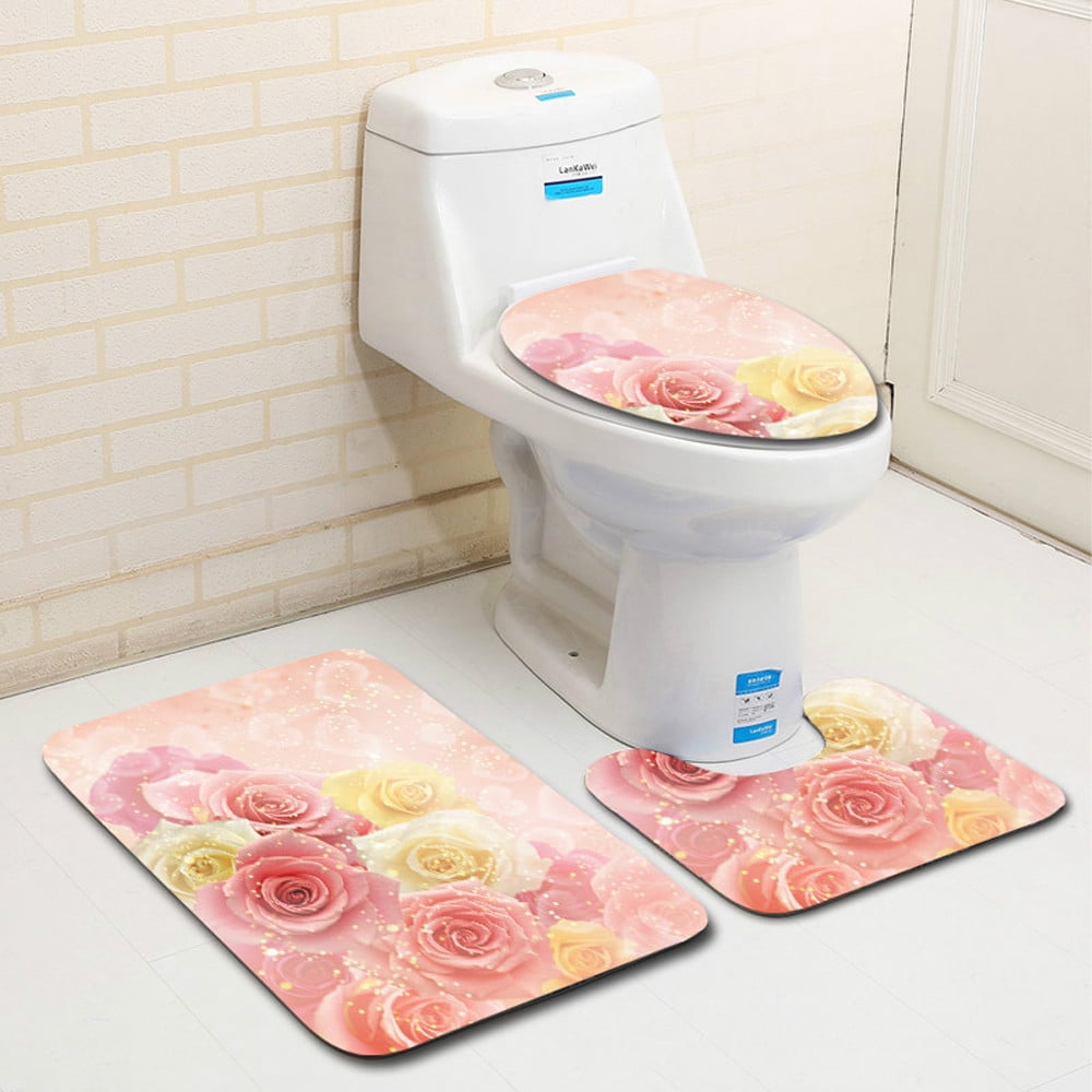 Details about   3PCS Velvet Bathroom Soft Toilet Seat Covers Lid Pads Closestool Protector Home 
