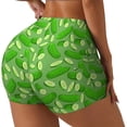 thumbnail image 1 of Balery Green Cucumber Pantalones cortos de entrenamiento estampados para mujer, sin costuras, ajustados, para gimnasio, yoga, correr, deportes, ejercicio activo, fitness.-Medium, 1 of 8
