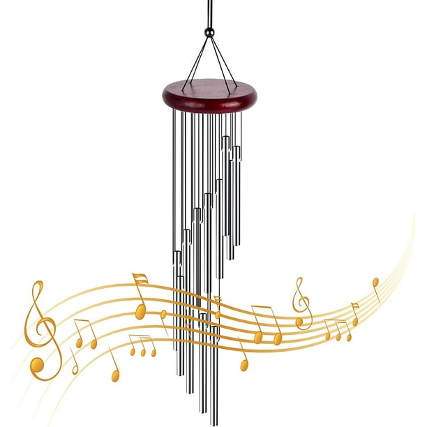 CHAO Carillones de viento al aire libre Carillones de viento de madera maciza tubo de aluminio carillón de viento naturaleza melodioso musical carillón de viento para jardín, patio, porche, balcón, de