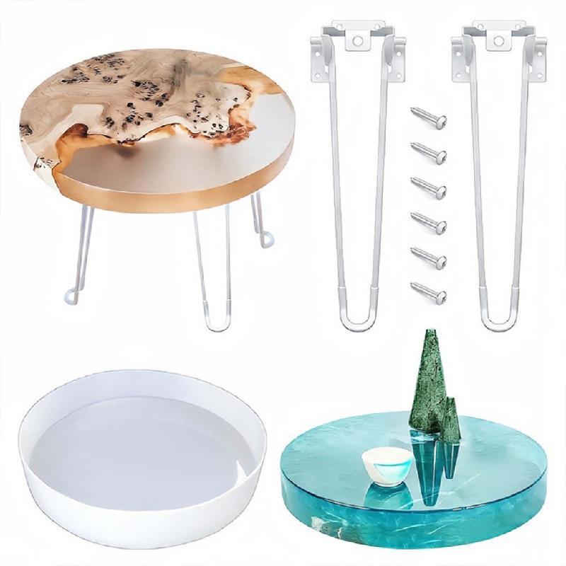 ZPAQI Round Desk Silicone Mold River Table Cutting Board Resin Mold Home Decorations