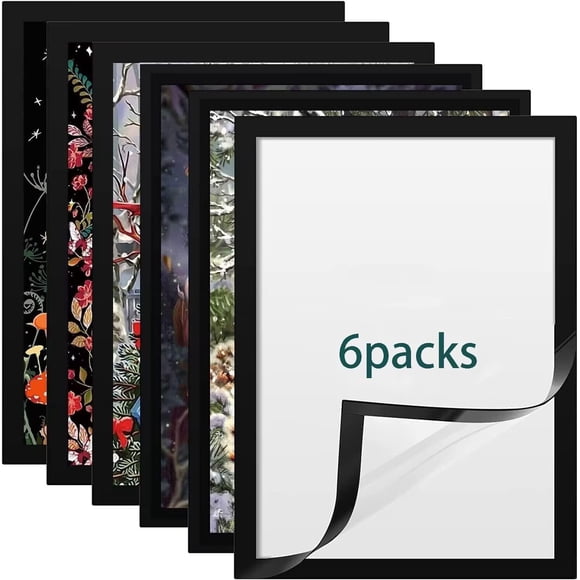 GFDYREE 6 Pack 12" x 16 Picture Frame,Diamond Painting Picture Frames for 30x40cm, Magnetic Art Frame,Frames for Wall Window Door Black, Inside Size 10" x 14"