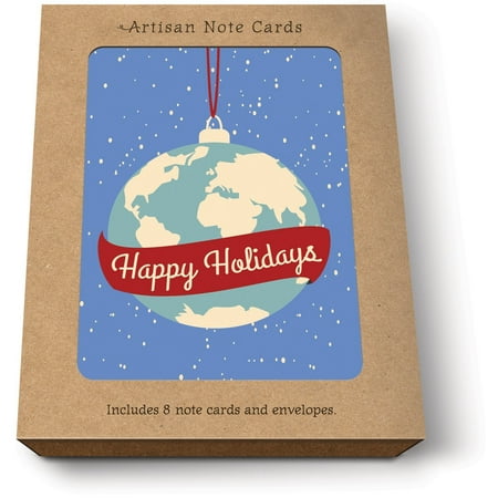 studio oh happy holidays globe artisan christmas cards box of 8