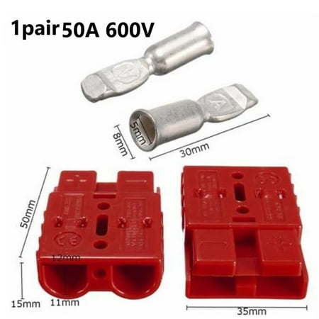 

1 Pair Trailer Battery Power Quick Connector 50A/600V Charging Plug Kit