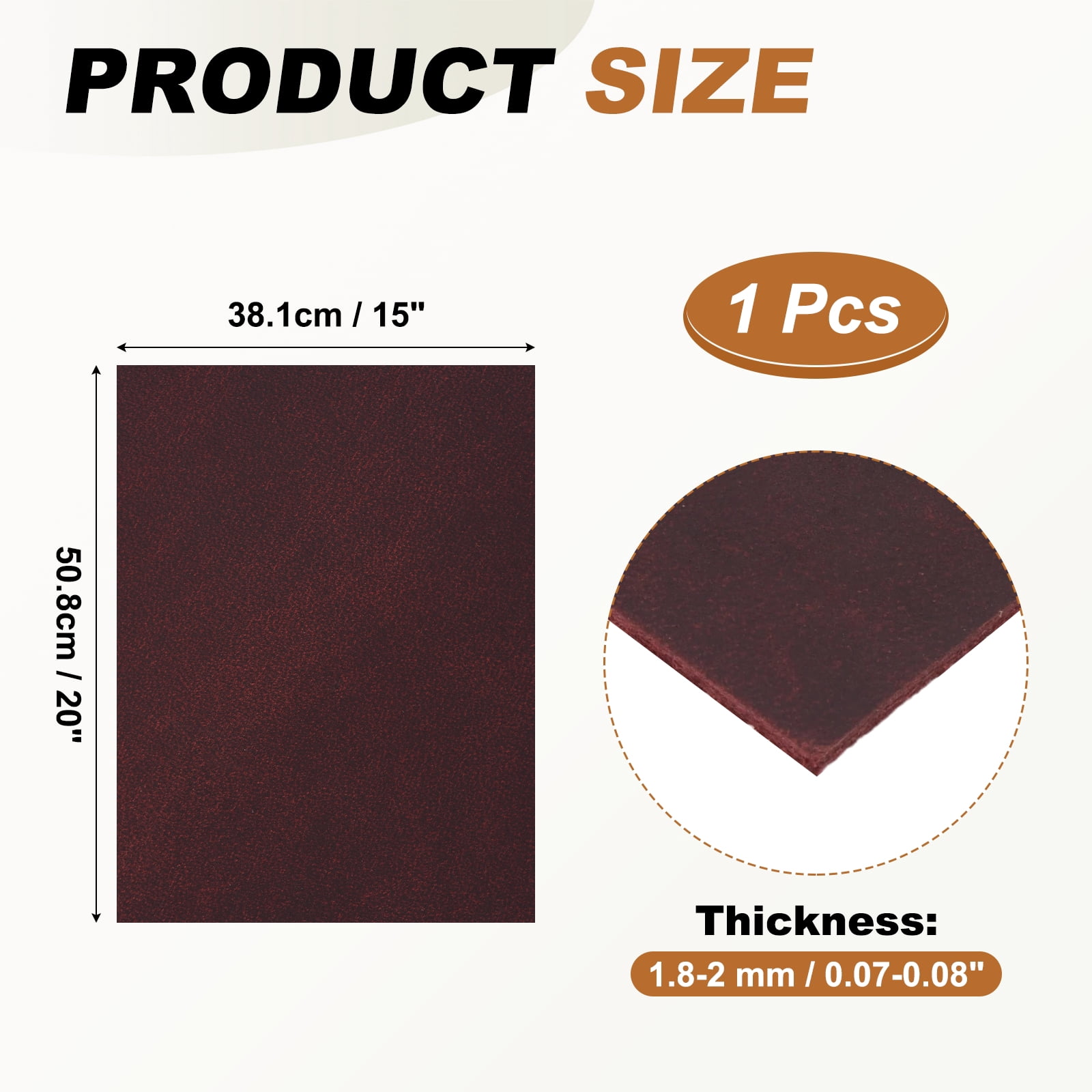 Uxcell Genuine Leather Sheets, 20" x 15" 4-5 oz (1.8-2mm) Thick Full Grain Leather Sheet Tooling Precut for Carving Engraving Molding Embossing Stamping, Dark Red