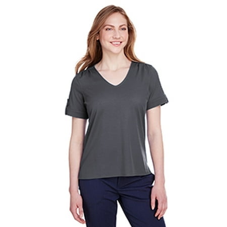 Ladies' CrownLux Performanceâ„¢ Plaited Rolled Sleeve Top DG20WB