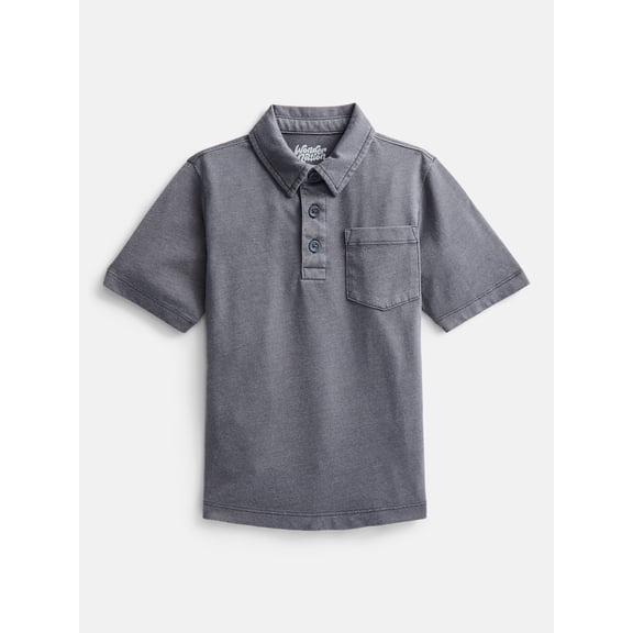 Wonder Nation Boys' Garment Dye Polo Shirt, Sizes XS-XXL
