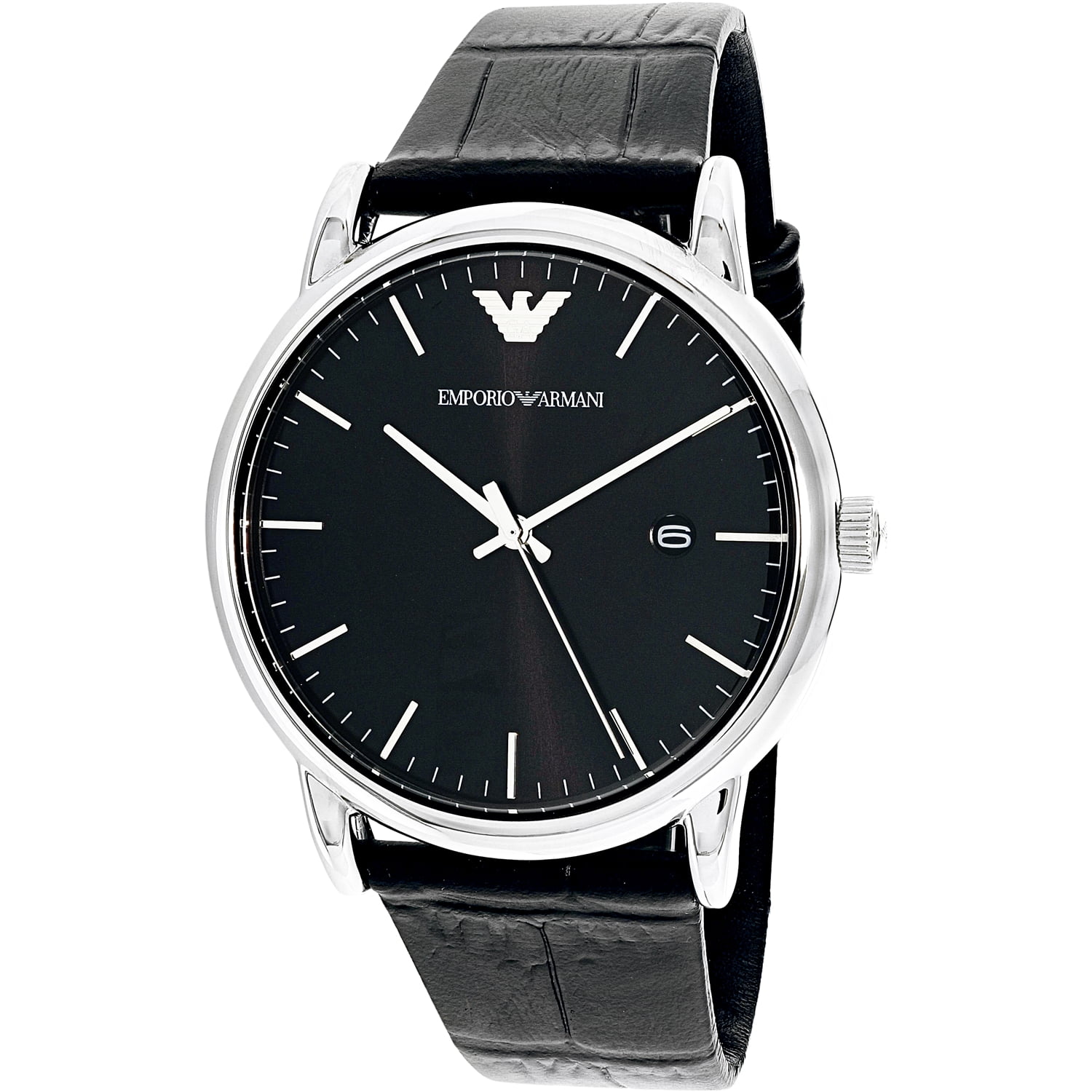 Emporio Armani Men's AR2500 Black Leather Quartz Dress Watch | Walmart ...