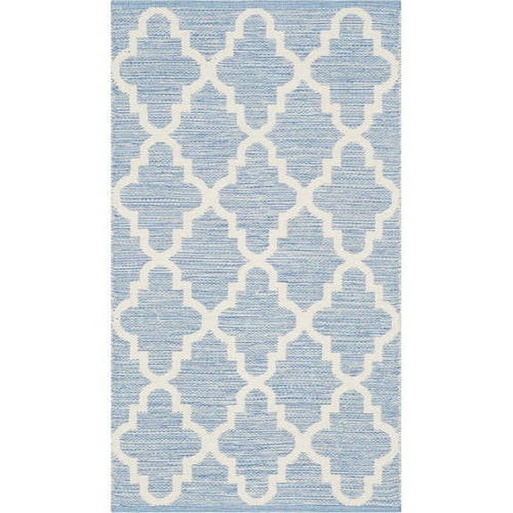 SAFAVIEH Montauk Crispian Geometric Quatrefoils Cotton Area Rug, Light Blue/Ivory, 8' x 10'