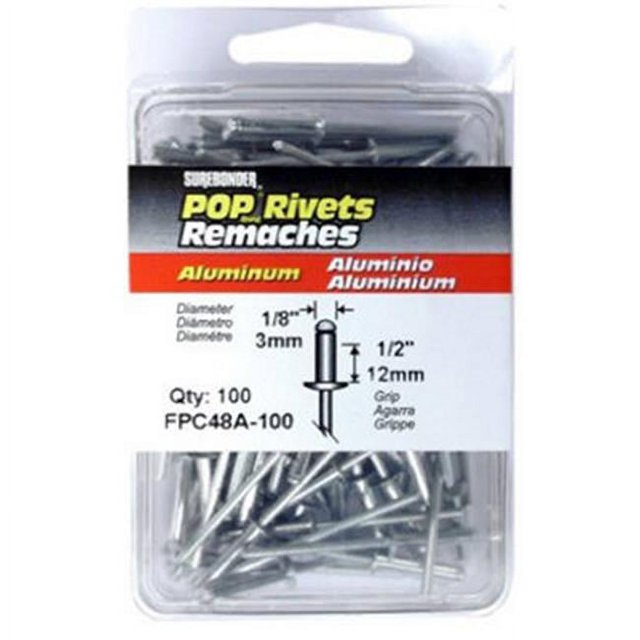 FPC FPC48A-100 Surebonder Lot de 100 Rivets Longs en Aluminium