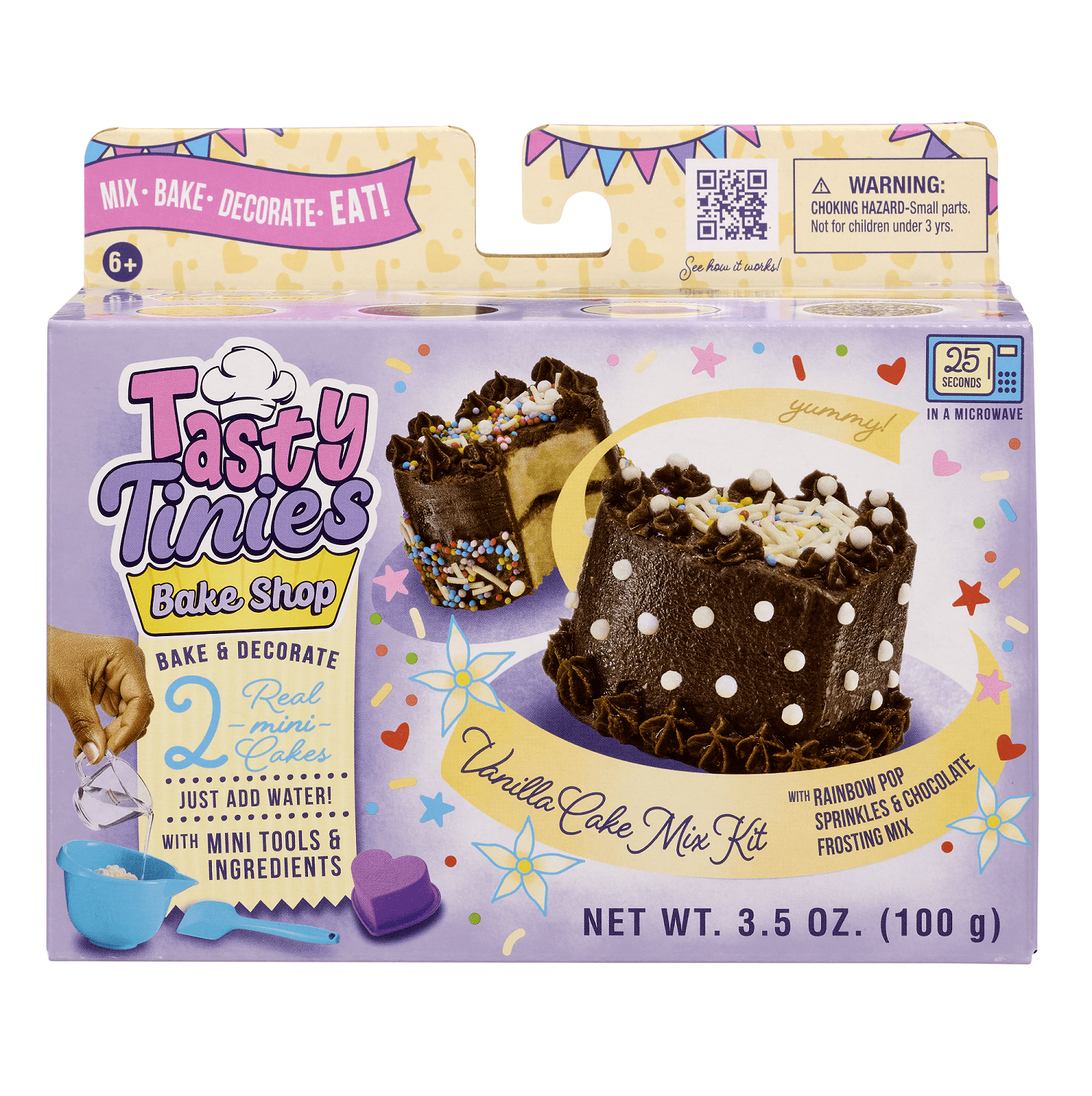 Tasty Tinies Bake Shop- Mini Baking Set w/ Vanilla Cake Mix, Chocolate Frosting, Rainbow Sprinkle