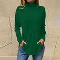 thumbnail image 2 of LISTHA Women's Turtleneck Tops Top Long Sleeve Lightweight Oversized Shirts Fashion Loose Fit Tshirts with Hem Dark Green 2L, 2 of 5