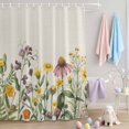 thumbnail image 2 of Shower Curtain Spring Floral Shower Curtains for Bathroom Decor, Waterproof Polyester Shower Curtain Set with Hooks, Extra Long 72" x 78" Wildflowers Leaves Plant Beige, 2 of 9