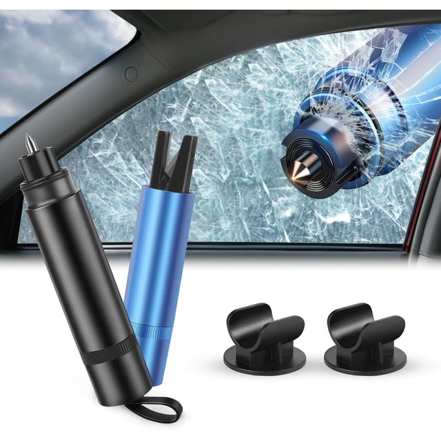 2PCS,2-in-1 Window Breaker Seatbelt Cutter, One-Second Force-Driven Glass Breaker Flash Hammer, Car Emergency Escape Tool & Safety Essentials.