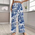 thumbnail image 2 of Blue Willow Chinoiserie Blue And White Porcelain Inspiration Pajama Pants Comfortable Elastic Waist Pajamas Fashion Sleepwear Bottoms Plus Size Homewear, 2 of 6