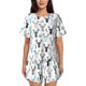 thumbnail image 1 of Fotbe Winter Art Blue and Black Moose Conjunto de Pijama Estampado para Mujer, 2 Piezas, Ropa de Dormir con Camiseta de Manga Corta y Shorts Suaves-Small, 1 of 6