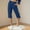 Blue, variant on Long Shorts Shorts Women Bermuda Linen Shorts Shorts Bronze High Cotton Shorts for Woman,L