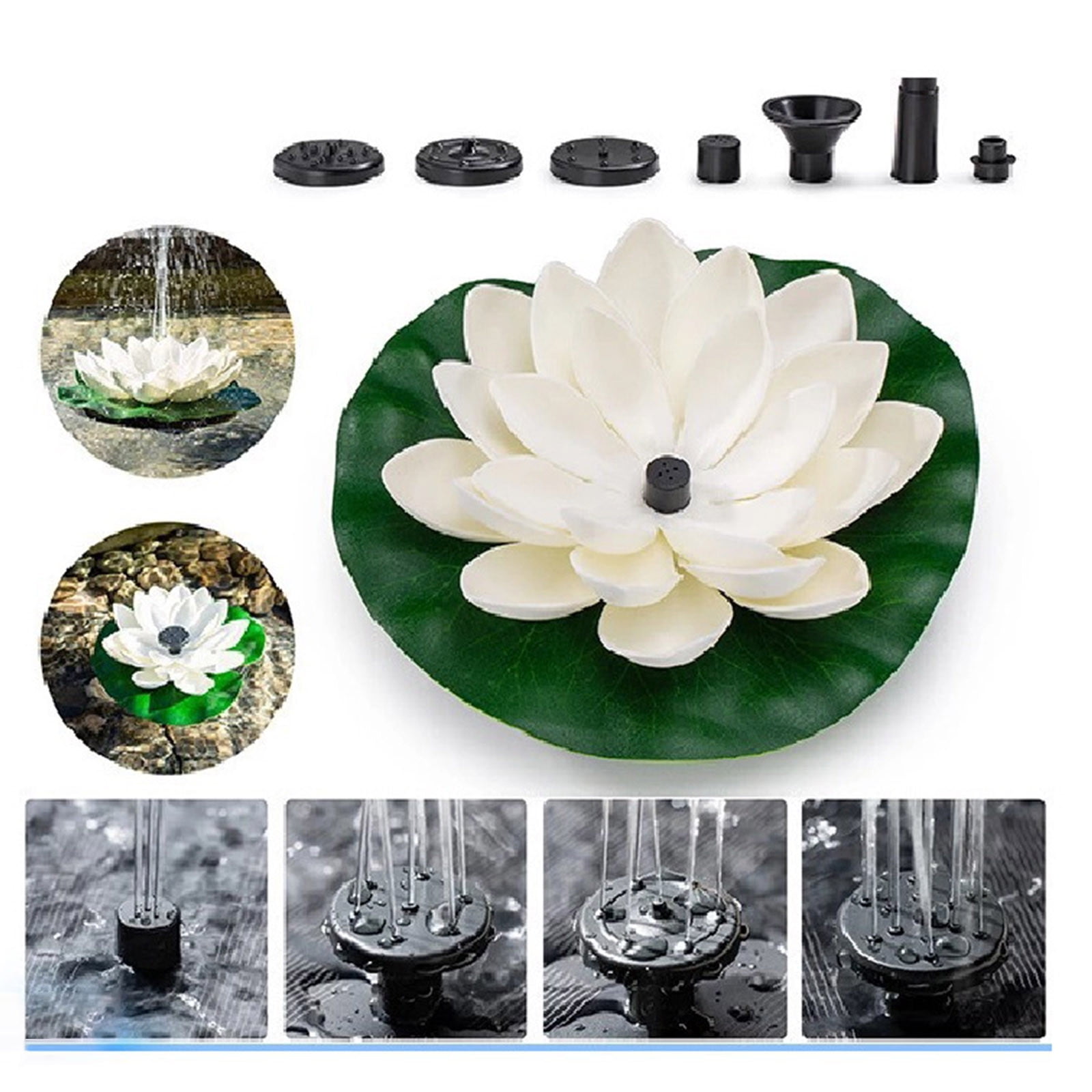 Cagogo Solar Floating Fountain For Garden Pond, Outdoor Water Feature For Patio And Lawn, Solar Powered Leaf Flower Design With .2W High Efficiency Panel