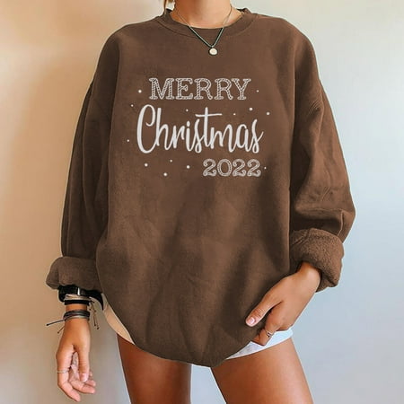 

jsaierl Womens Sweatshirt Cartoon Printed Christmas Sweatshirt Crewneck Long Sleeve Going Out Tops for Women Skin-Friendly Sweatshirts for Holiday