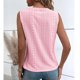 thumbnail image 4 of Encaje sin mangas camisa blusa color liso V escote hueco blusa para mujer dama citas verano rosa S, 4 of 6