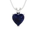 thumbnail image 2 of 2 ct Brilliant Heart Cut Solitaire VVS1 Genuine Blue Sapphire Solid 14k White Solid Gold Everyday Affordable Designer Necklace Pendant with 16" Solid Gold Chain by Clara Pucci, 2 of 7