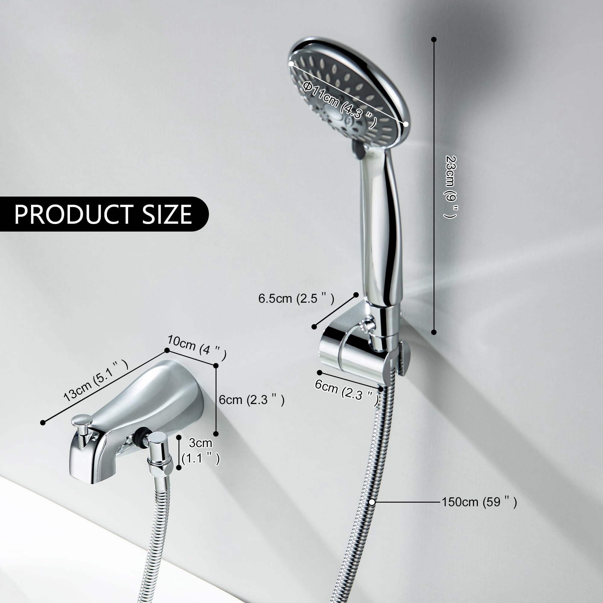 Chrome Tub Spout With Diverter, All Metal Bathtub Faucet Set