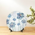 thumbnail image 6 of Bingfone Pale Blue Lotus Flowers Print Bone China Dinner Decorative Plates,Handmade Ceramic Dinner Plate with Stand for Home Club-10in, 6 of 6