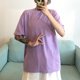 thumbnail image 5 of Camiseta de mujer de manga corta, cuello redondo, color sólido, camiseta informal, morado, XXL Inevent AP001185-16B, 5 of 7