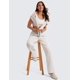thumbnail image 3 of Pantalones deportivos CRZ YOGA SoftAura de pierna ancha para mujer, color blanco lechoso, 3 of 5
