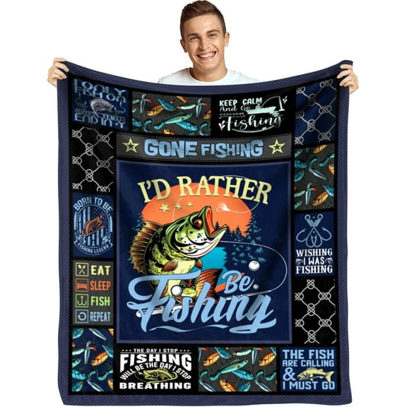 Fishing Gifts for Men/Boys Blanket,Funny Fishing Gifts,Fly Fishing Gifts for Men, Fishing Gifts for Women/Dads Unique,Best Gifts for Fisherman, Men Fishing Gifts Throw Blankets for Bed 50"x60"