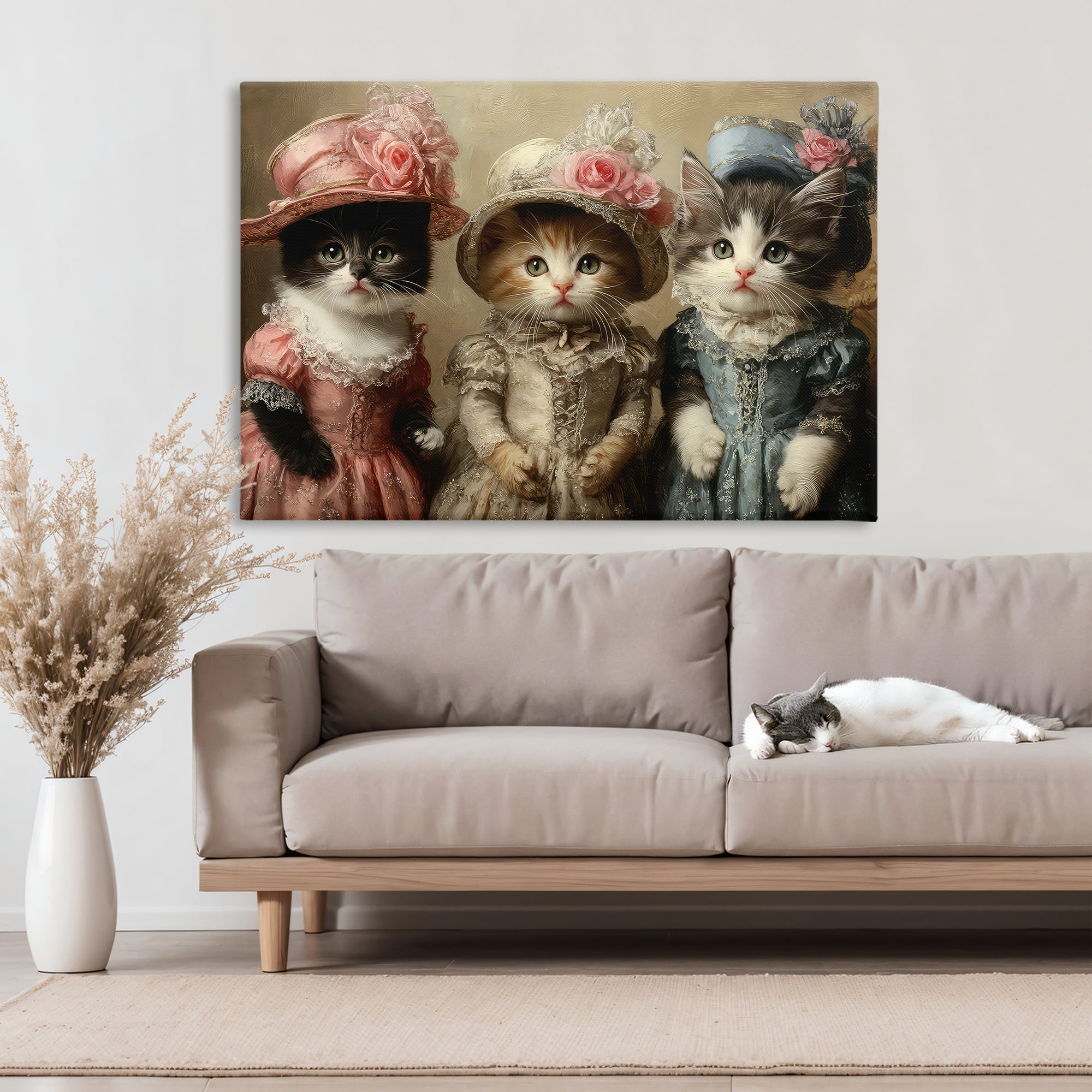 Stupell Industries Vintage Dress Cats Canvas Wall Art, design by The Wands Want