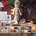 thumbnail image 3 of DANCING BEAR Deluxe Healing Crystals (35 Pc Set) Altar & Meditation Kit, Chakra Balance Stones, Abalone Shell & Sage, Smudge Feather, Real Turquoise, Spirit Animal, Bell, Prayer Flag, Made in USA, 3 of 9