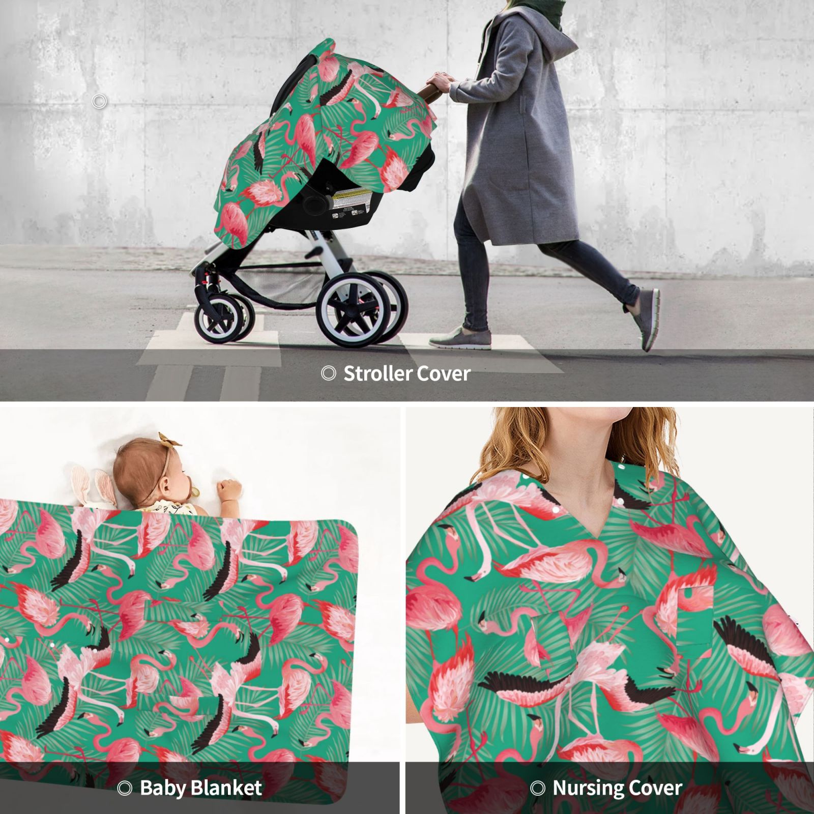 Car Seat Cover Baby - Tropical Flamingo A Breathable Infant Car Seat Cover for Baby Carseat, Lightweight Comfort Baby Essentials Must Haves Newborn Stuff for Girl Boy