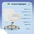 thumbnail image 6 of Serta Ashleigh Modern Office Chair Channel-Tufted Design White Velvet Fabric, 6 of 11