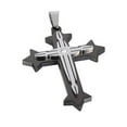 thumbnail image 2 of Mens Stainless Steel Cross Pendant Necklace 5mm Byzantine Link Chain Religions Jewelry 22-32inch, 2 of 2