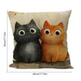 thumbnail image 3 of Horivan 4 Counts Cat Pattern Linen Pillow Cover 18x18 Inch Decorative Throw Pillowcase for Couch Bedroom Home Decor Cute Kitty Printed Pillow Cover, 3 of 6