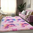 thumbnail image 5 of Jakolive 6x9 ft Tie-Dye Rainbow Fluffy Rug from Solid Shag Line，Ultra-Plush Area Rug Perfect for Kid's Rooms, Cloakrooms. Crafted for Snug Underfoot Feel & Stylish Room Accents, 5 of 7
