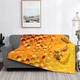 thumbnail image 2 of Zufioo Bees on Hive Honeycomb Print Horizontal Flannel Blanket, Anti-wrinkle, Anti-shrinkage, Anti-allergic Plush Blanket, Household Items Suitable for Bedroom-40"x30", 2 of 6