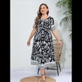 thumbnail image 4 of Vestido de Verano Holgado Informal de Corta con Corte A y Corte en A para Mujer, Talla Grande y Negro XXXL, 4 of 8