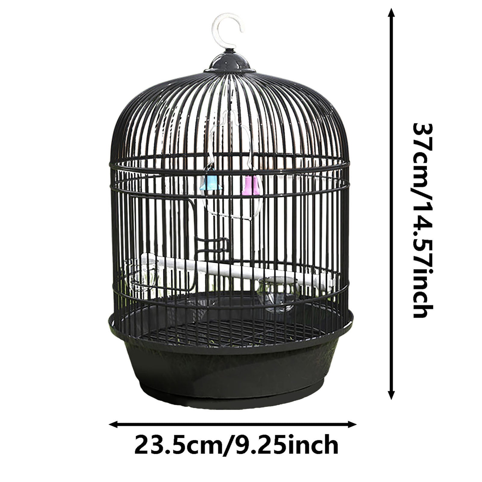 PET SHOW Round Metal Bird Cage - Small Black Wall Hanging Cage For Birds & Decor