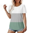 thumbnail image 4 of Puntoco Tops Blouses for women ,Tops for Women Trendy Summer Casual Cap Short Sleeve Basic Textured Solid Color Round Neck T Shirts Blouse Green S(S), 4 of 7