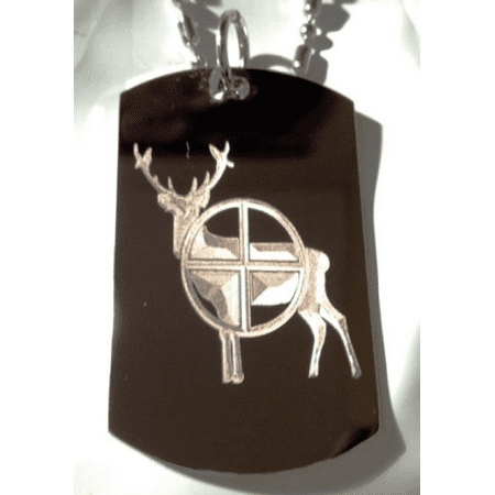 Hunt Hunting Deer Buck Shot Gun Scope Logo Symbols - Military Dog Tag Luggage Tag Key Chain Metal Chain