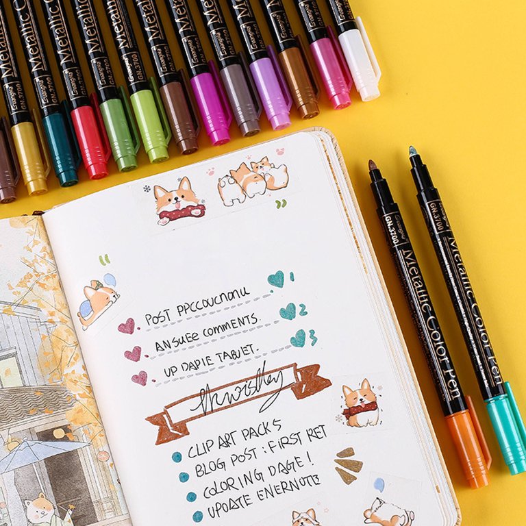 qucoqpe School Supplies Colored Pencils 1.5ml Color Hard Tip Sign Pen  Metallic Black Card Painting Pen 20 Colors Aesthetic School Supplies 