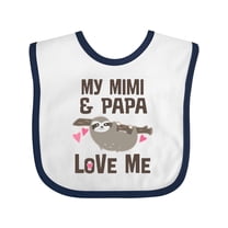 Inktastic My Mimi and Papa Love Me Sloth Girls Baby Bib