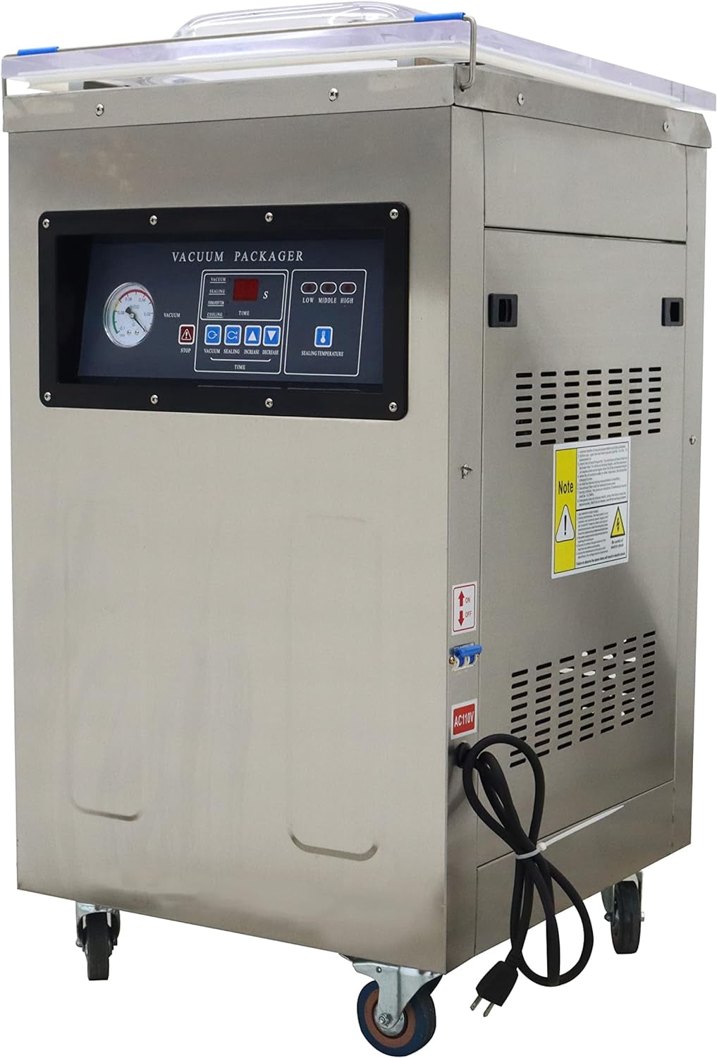 EQCOTWEA Single Chamber Vacuum Packaging Machine Vacuum Sealer Stainless Steel Sealing Length 15.7" DZ400